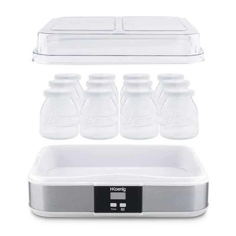 Yaourtiere HKoeNIG - ELY120 - Capacité 12 pots de 160ml - Programmable jusqu'a 15h - 15W