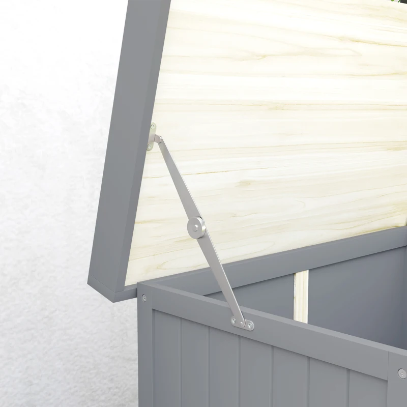 Outsunny Armário de Jardim em Madeira Abrigo de Jardim com 2 Portas Teto com Dobradiças e Prateleira 74x43x88 cm Cinza