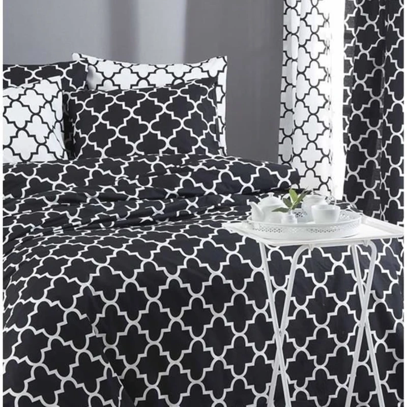 Parure de lit - 1 housse de couette 220 x 240 cm + 2 taies d'oreiller 60 x 60 cm - 100% coton renforcé - Noir