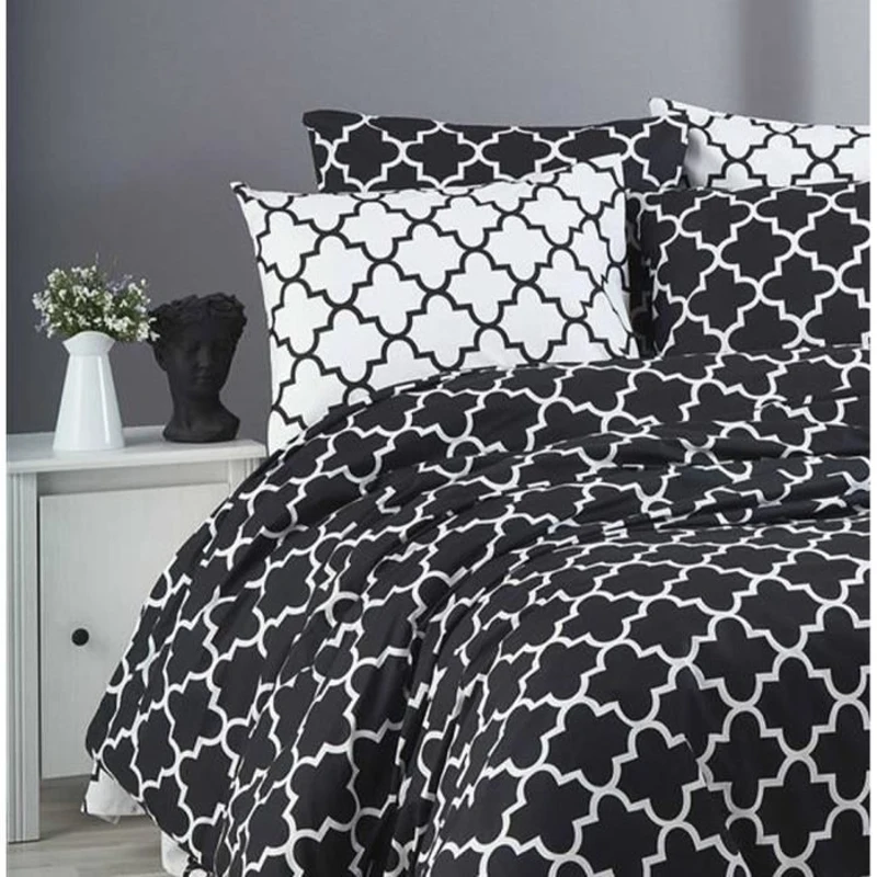 Parure de lit - 1 housse de couette 220 x 240 cm + 2 taies d'oreiller 60 x 60 cm - 100% coton renforcé - Noir