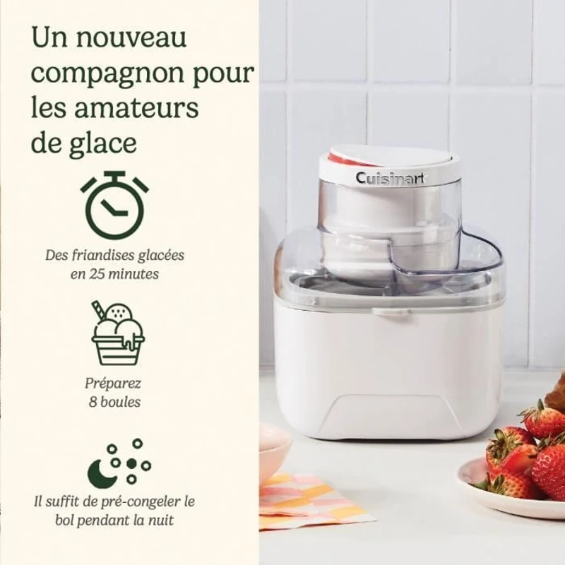 Sorbetiere  CUISINART - ICEM10E - 12 W - 475 ml - Blanc