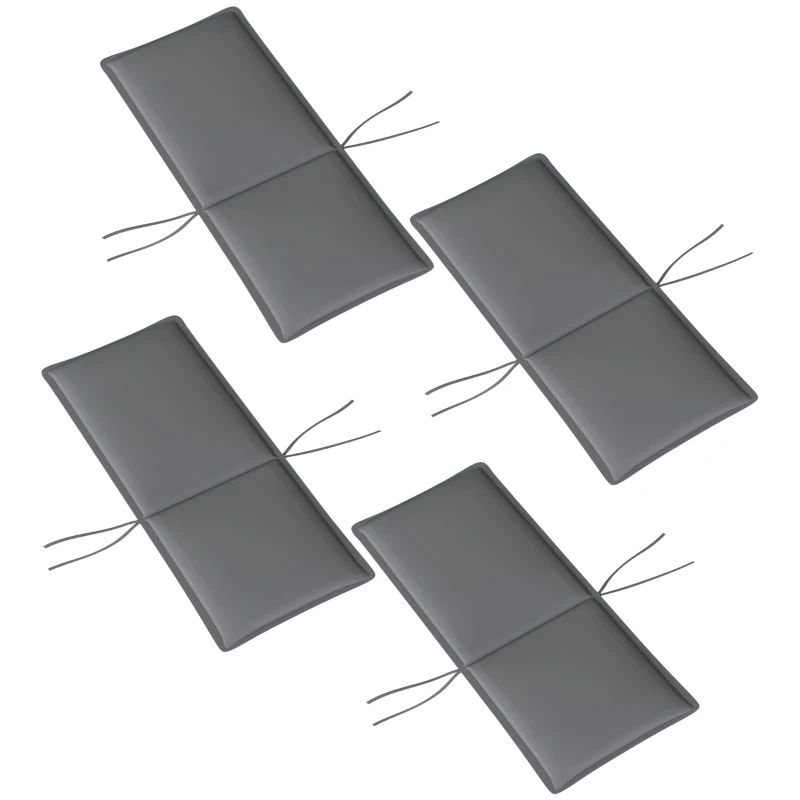 Outsunny Conjunto 4 Almofadas para Cadeira de Exterior com Fixadores e Tira Ajustável Upf50+ 124x50x5 cm Cinza