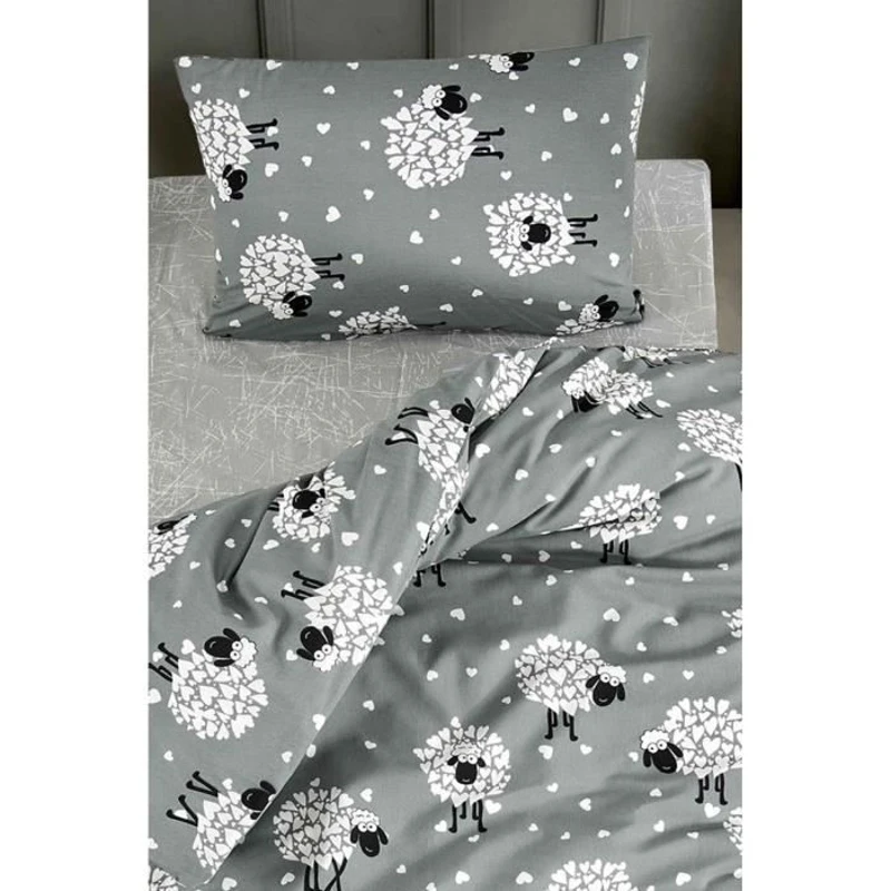 Parure de lit - 1 housse de couette 220 x 240 cm + 2 taies d'oreiller 60 x 60 cm - 65% coton, 35% polyester - Gris