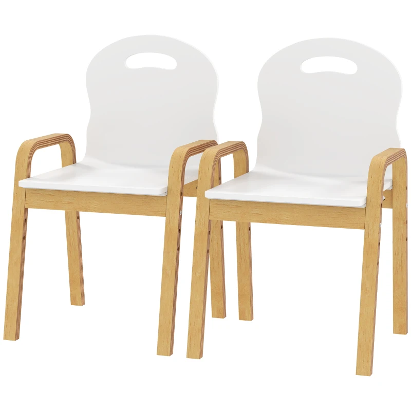 AIYAPLAY Set 2 sillas infantiles de abedul altura ajustable antideslizantes 39cm x 34cm x 61,5cm blanco