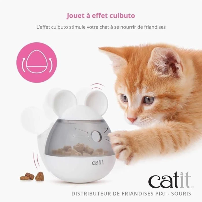 Distributeur de friandises pour chat - CATIT - PIXI - Design oreilles de souris - Blanc