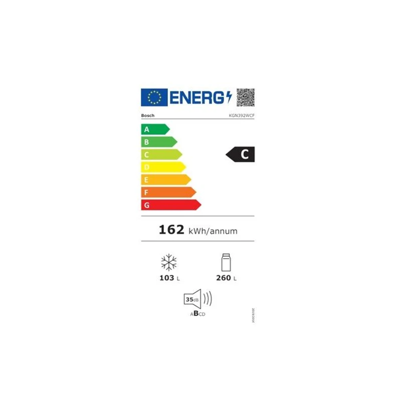 Réfrigérateur combiné - BOSCH - KGN392WCF - 363L - No Frost - VitaFresh XXL
