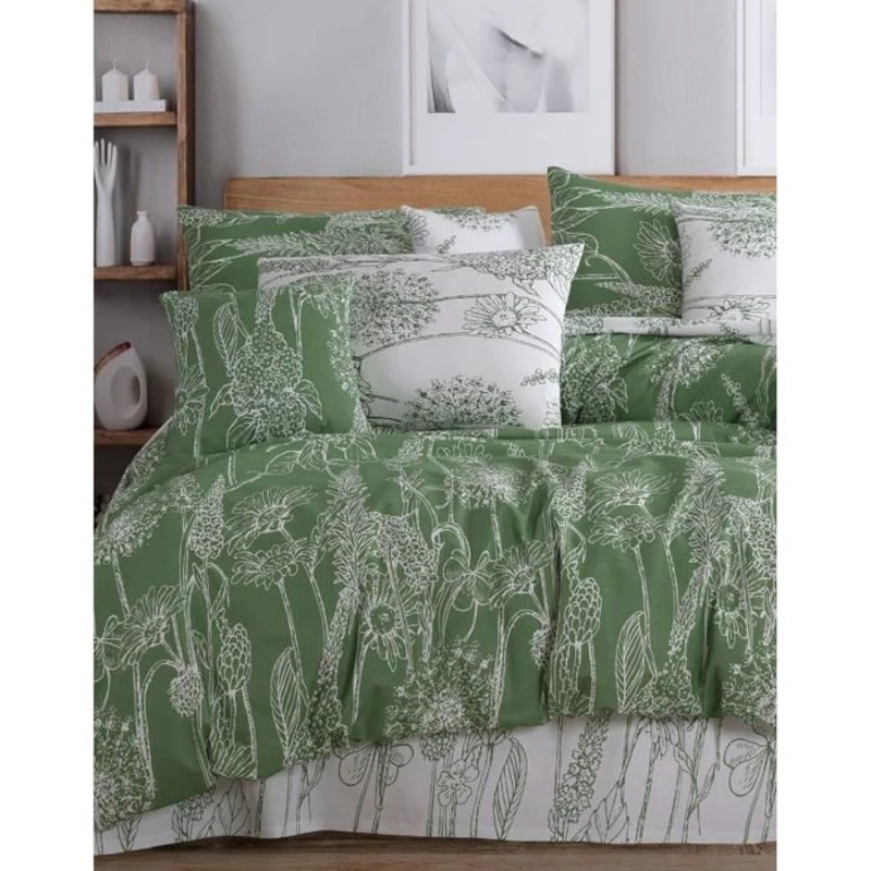 Parure de lit - 1 housse de couette 220 x 240 cm + 2 taies d'oreiller 60 x 60 cm - 100% coton renforcé - Vert