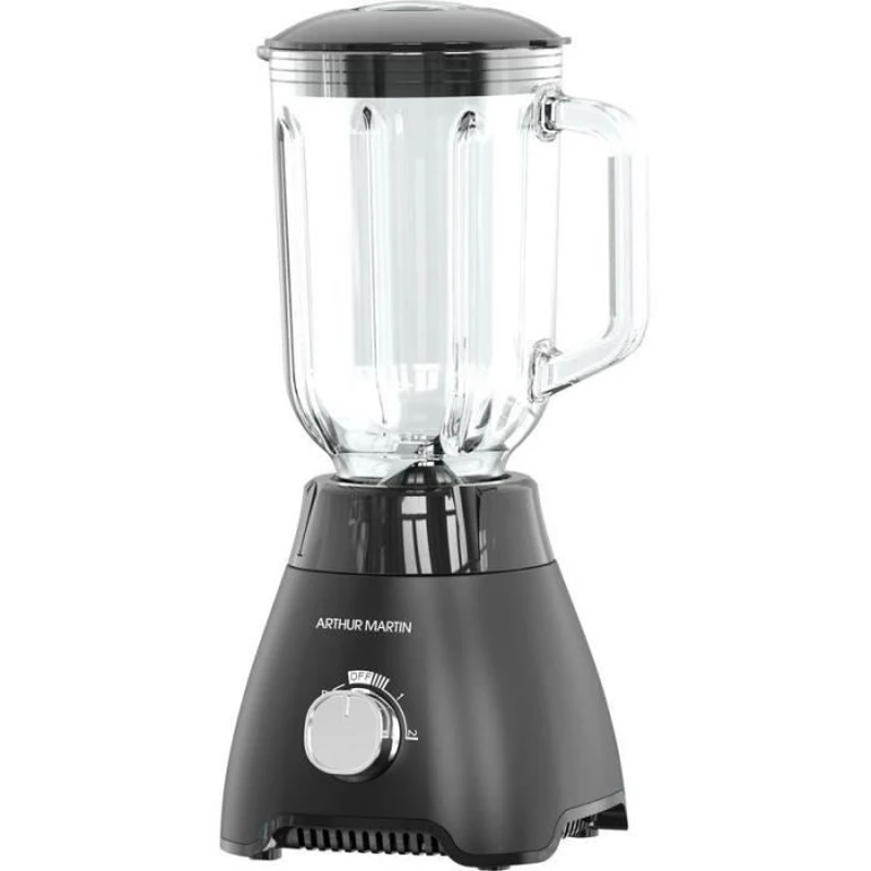 Blender - ARTHUR MARTIN - AMPB40 -Bol en verre gradué 1,5L - 400W - 2 vitesses + pulse - Gris