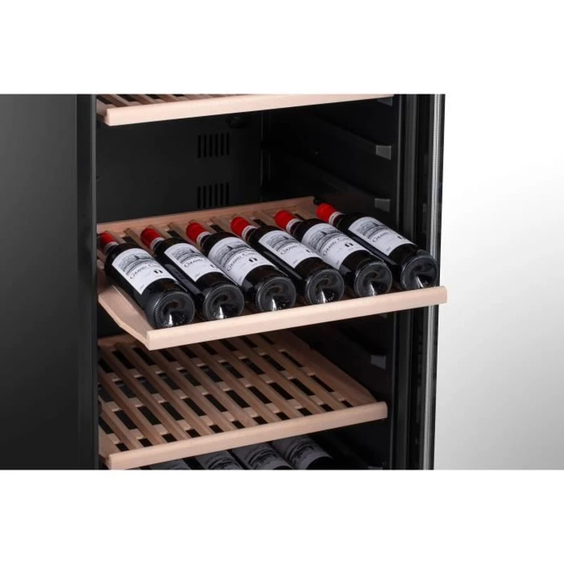 Cave a vin de service - CAVISS - S1300CBEG - 120 bouteilles - Porte vitrée réversible - Classe G - 59 x 59,5 x 141,5 cm - Noir