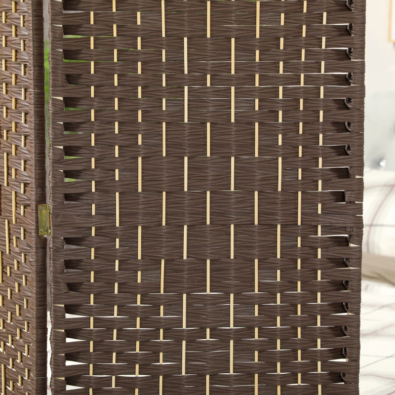 HOMCOM Biombo Dobrável 4 Painéis 180x180 cm Divisória Interior em Pinho e Polipropileno Castanho