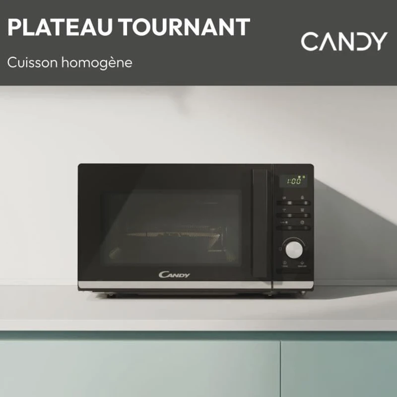 Micro-ondes Gril Candy Moderna CMGA20TNDB 700W 20L Digital Noir - Fonction Décongélation - 11 Niveaux de Puissance - 19 Menus Auto