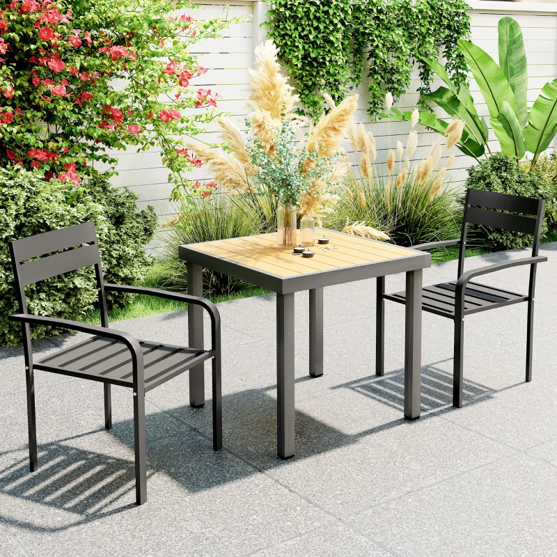 Outsunny Conjunto 2 Cadeiras de Jardim Empilháveis com Braços Alumínio 56x58x83 cm Cinza Escuro