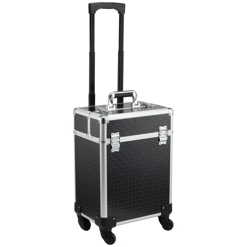 HOMCOM Maleta Trolley de Maquilhagem 34 L Compartimentos Ajustáveis Rodas 360° Fechadura de Segurança