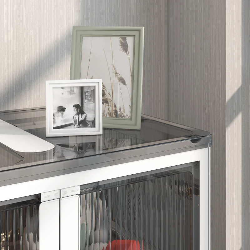 HOMCOM Caixas de Arrumação Dobráveis 69 L Empilháveis com Rodízios Branco