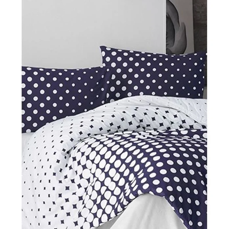 Parure de lit - 1 housse de couette 220 x 240 cm + 2 taies d'oreiller 60 x 60 cm - 100% coton renforcé - Bleu