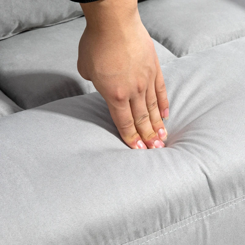 HOMCOM Poltrona Conversível 3 em 1 Cama 1 Lugar Encosto Reclinável 5 Posições Apoios de Braço e Almofada Tecido Efeito Veludo Cinza