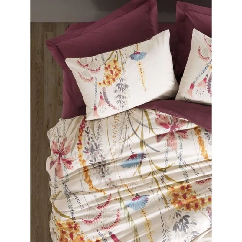 Parure de lit - 1 housse de couette 220 x 240 cm + 2 taies d'oreiller 60 x 60 cm - 100% coton renforcé - Rouge