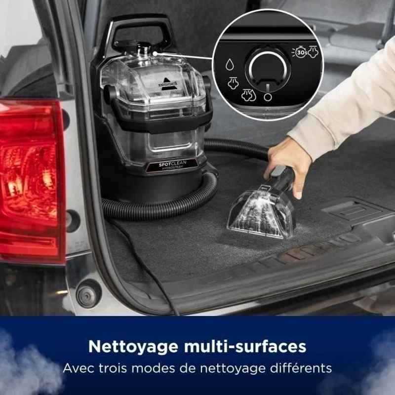 BISSELL SpotClean HydroSteam Select - Nettoyeur Vapeur - Moquettes, voiture, carrelage - 1000 W - 4,5 m - 3 modes de nettoyage