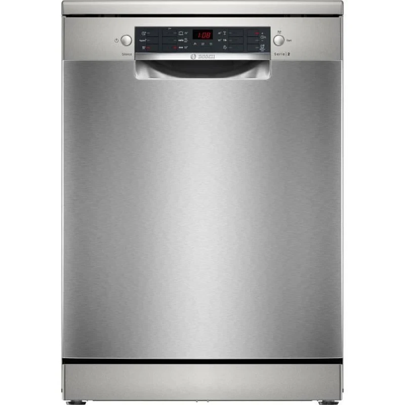 Lave-vaisselle pose libre BOSCH SMS26AI01F SER2 - 12 couverts - Induction - L60cm - 48 dB - Acier brossé anti-traces