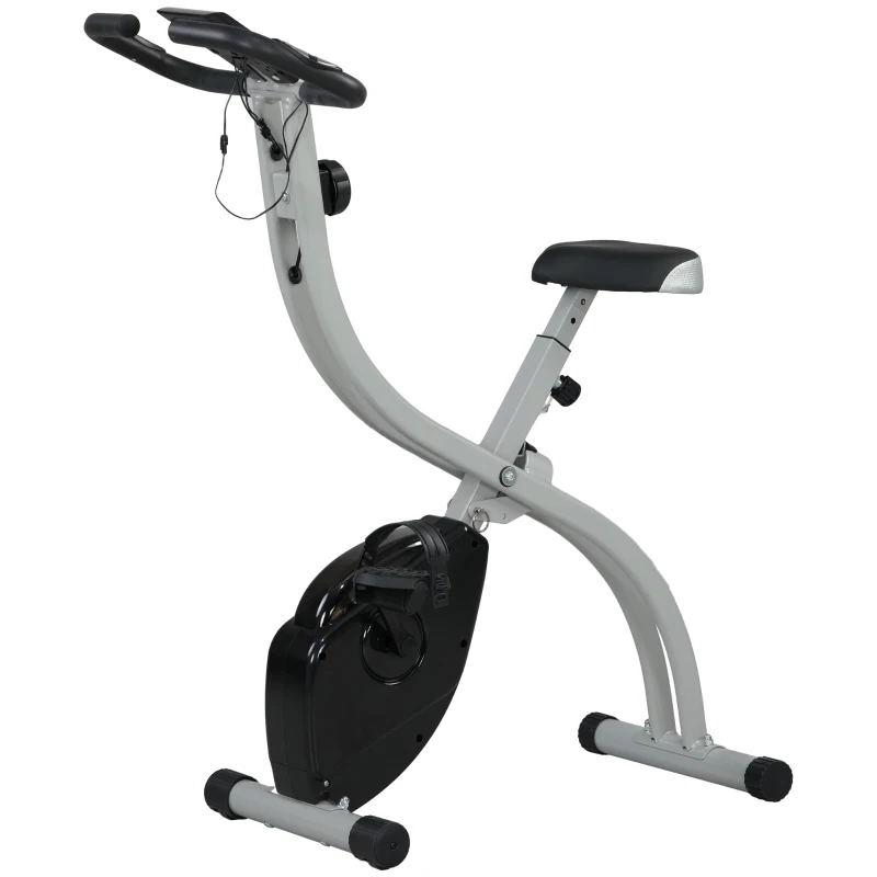 SPORTNOW Bicicleta Ergométrica Dobrável 8 Níveis de Resistência Magnética Selim Ajustável Ecrã LCD (Cinza)