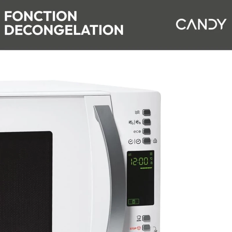Micro-ondes Candy Essenza CMXW30DW 900W 30L Digital Blanc - Fonction Décongélation - 5 Niveaux de Puissance - 10 Menus Auto