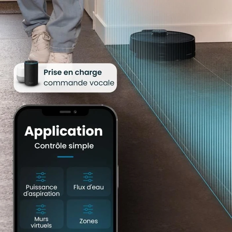 EZIclean I-BOT Z6 MAX  - Robot aspirateur laveur connecté 150 min - 2 kPa - 0,43 L - Noir
