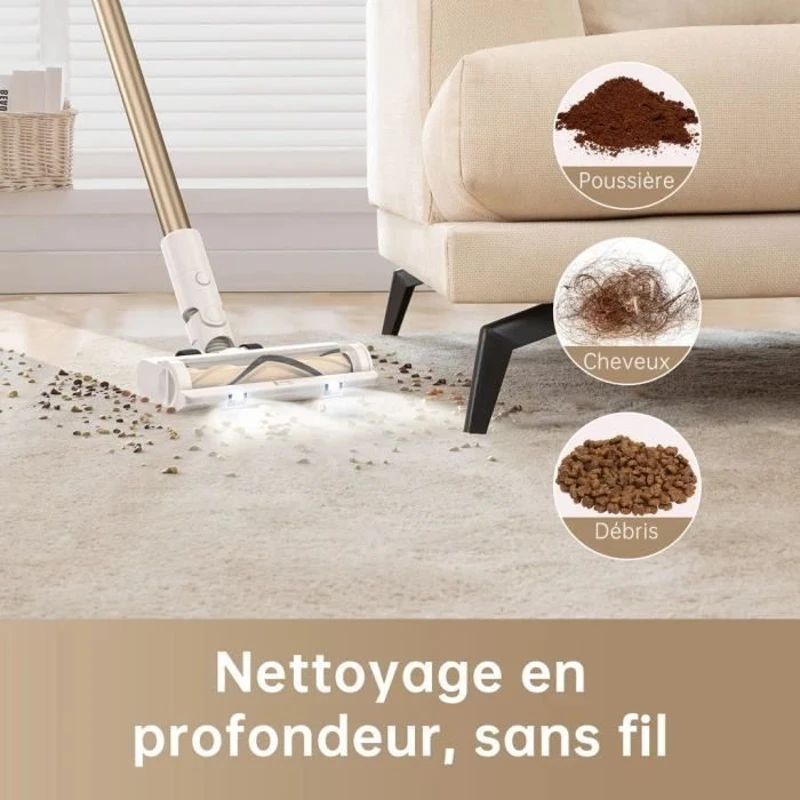 DREAME R10 - Aspirateur Balai sans Fil - Puissance 120AW, Autonomie 60 Min - Filtration avancée - Brosse Multi-Surfaces