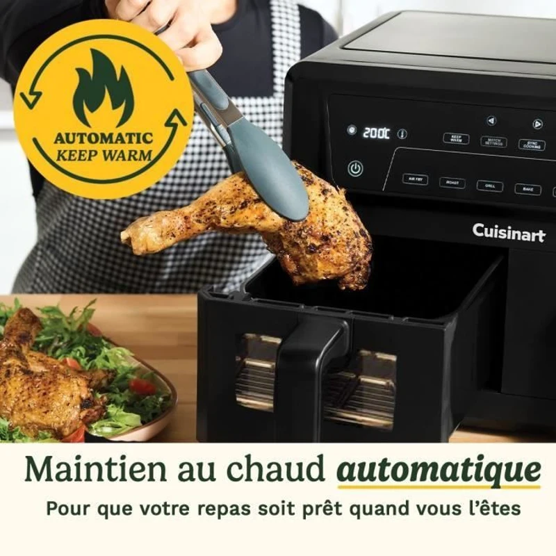 Friteuse sans huile CUISINART - Airfryer AFD10XBLE - Capacité 10,4L - Double cuves - Noir - 2400W