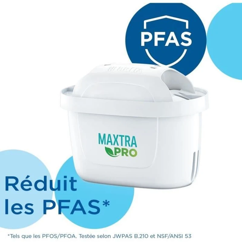 Carafe filtrante en verre BRITA - Model One bleue - Capacité 2,5L dont 1,5L d'eau filtrée - 1 Cartouche Maxtra Pro All-In-1 incluse