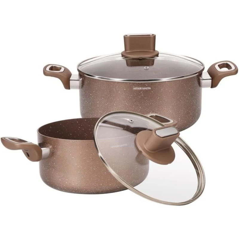 Set de marmites - ARTHUR MARTIN - AM9820 - 20-24 cm avec couvercle en verre - Aluminium - Tous feux dont induction