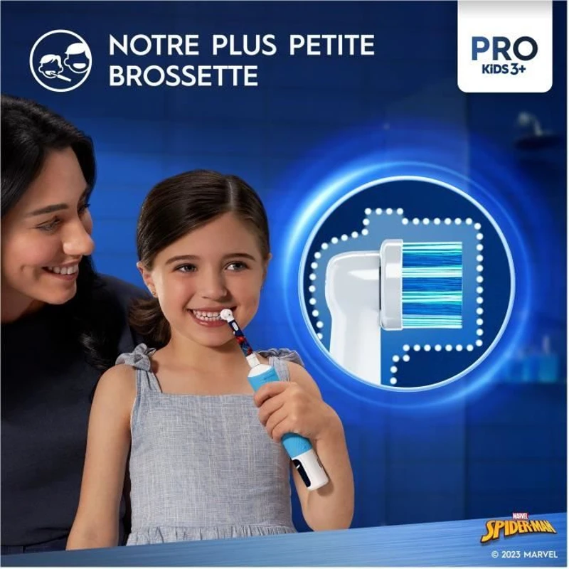 Brosse a dents électrique - ORAL-B - Kids 1 manche Marvel Spider-Man - 1 brossette - 1 étui de voyage - 3 ans et +