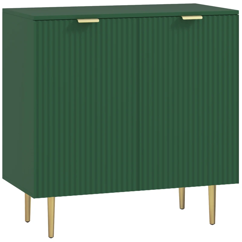 HOMCOM Aparador para Sala 2 Portas com Prateleira Regulável e Pés Metálicos 80x40x80 cm Verde-Oliva