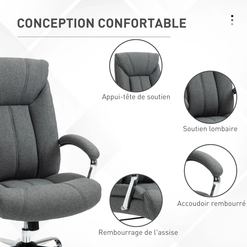 Vinsetto Cadeira de Escritório Ergonômica Regulável Encosto Alto 65x78x110-118 cm Cinza