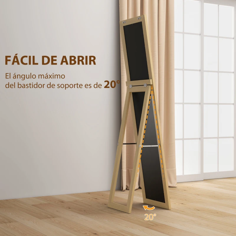 HOMCOM Espejo de Cuerpo Entero 157x37 cm con Marco de MDF Espejo de Pie Inclinado o Colgante Roble