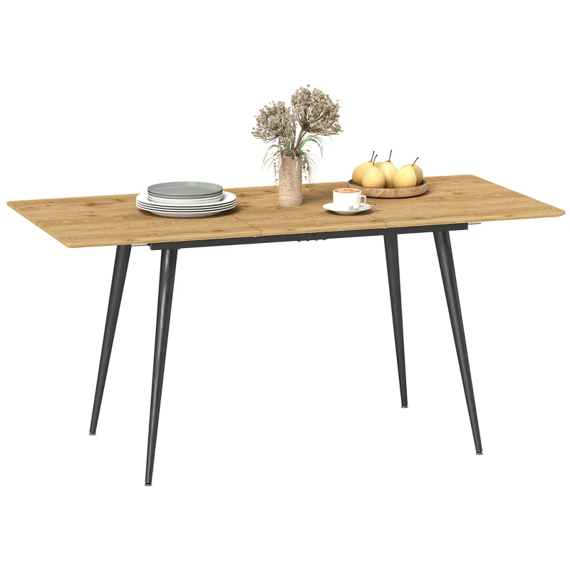 HOMCOM Mesa de Jantar Extensível 120-160 cm 6-8 Pessoas Pés em Aço Cor Madeira