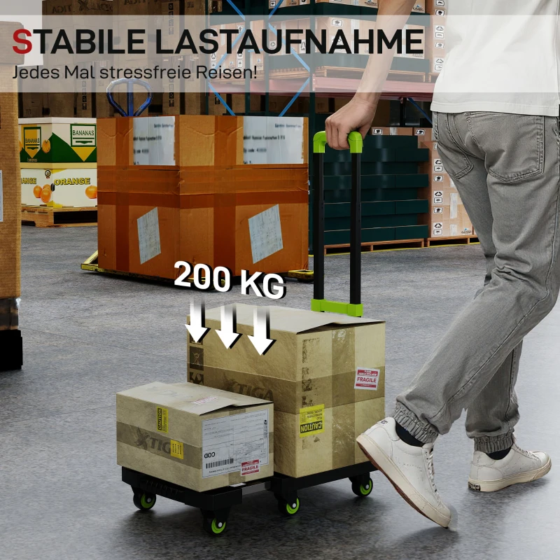 HOMCOM Sackkarre klappbar Metall Transportkarre mit Räder verstellbarem Griff 49 x 35 x 102 cm Grün