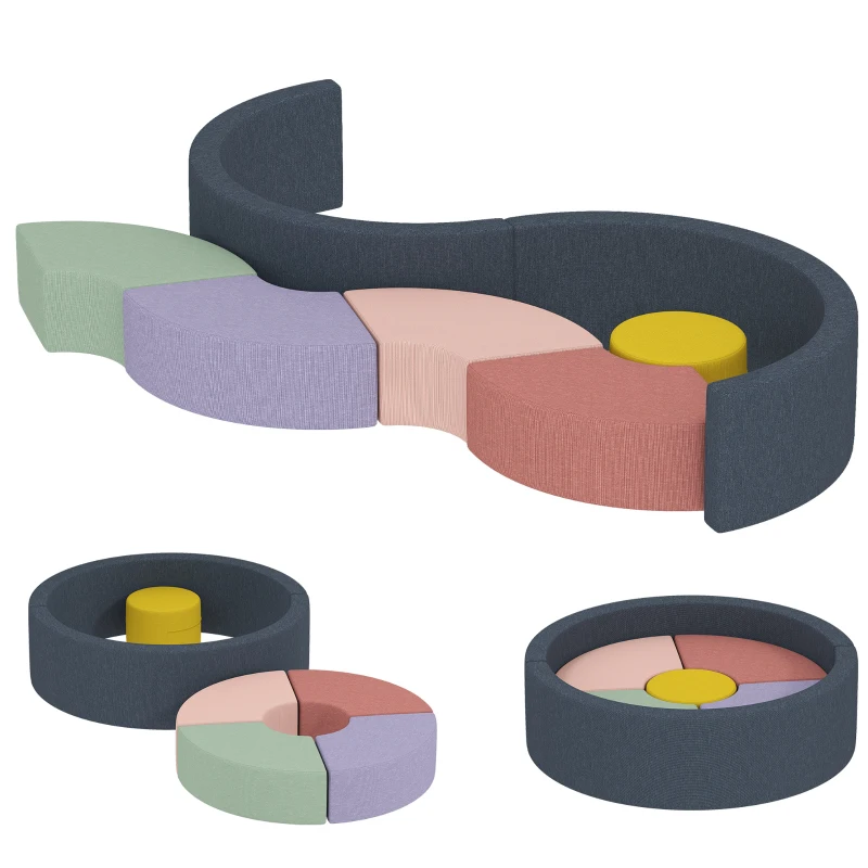 AIYAPLAY 7-delige softblokken-set voor peuters – schuim met afneembare cordhoes, diverse vormen, meerkleurig