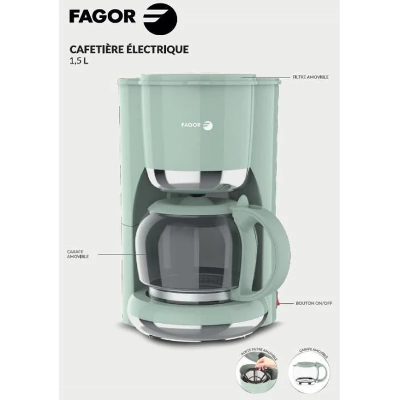 Cafetiere filtre - FAGOR - FG1560 - 1,5L - 12 tasses - Maintien au chaud