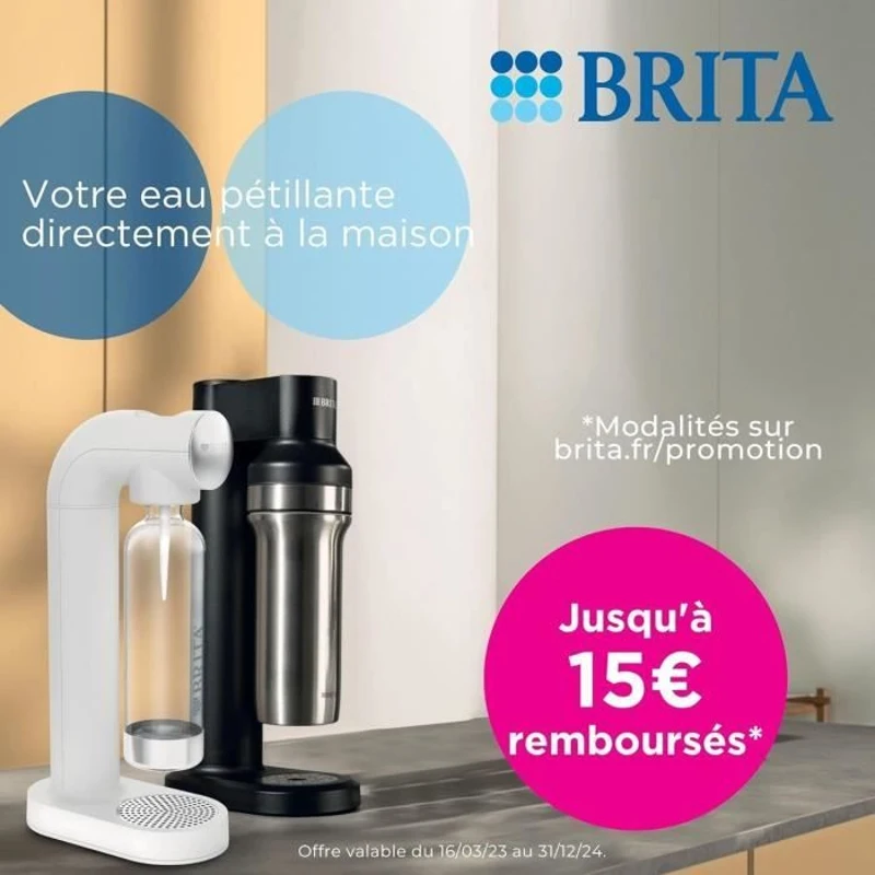 Machine a soda BRITA - SodaONE Blanche - 1 Bouteille 1L et 1 Cylindre de CO2 inclus