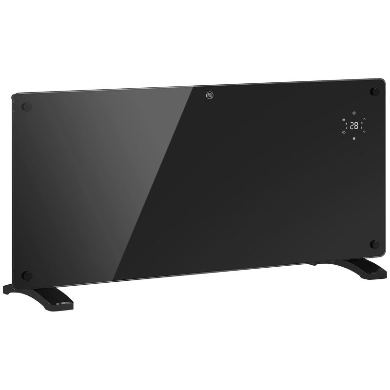 HOMCOM Aquecedor Elétrico 2000W para Parede Ou Chão Ecrã Táctil LED Termostato Temporizador 87x21,5x44,5 cm Preto