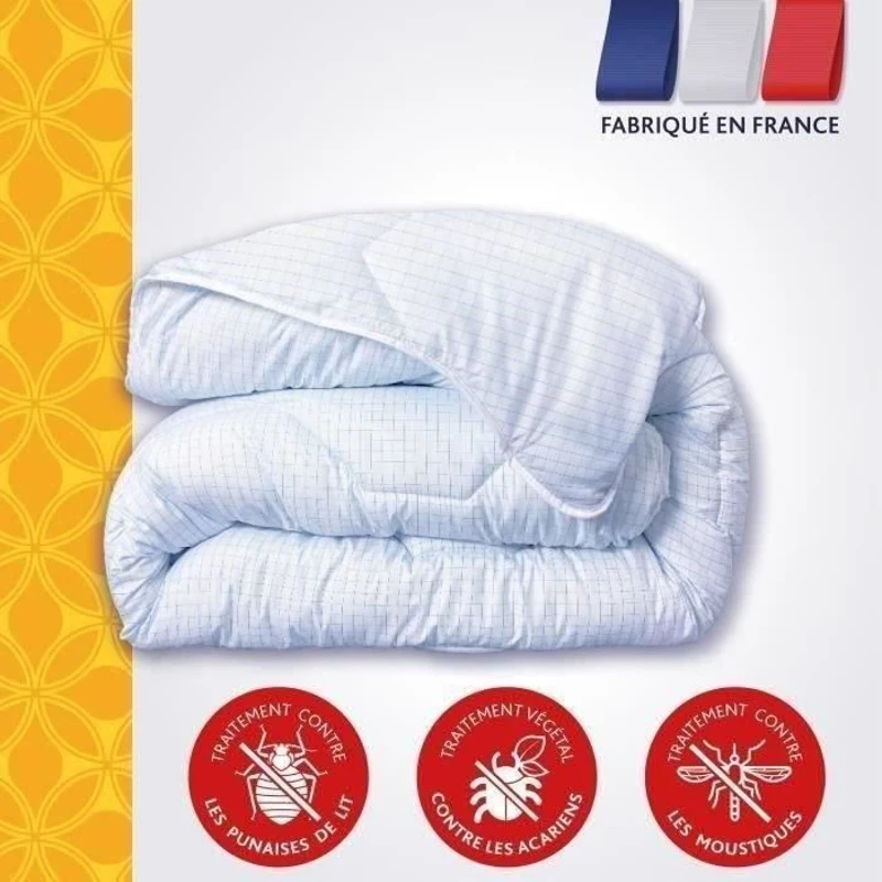 DODO Couette tempérée 300gr/m² 240x260 cm - Protection anti punaise, anti acarien - Blanc - Fabriqué en France