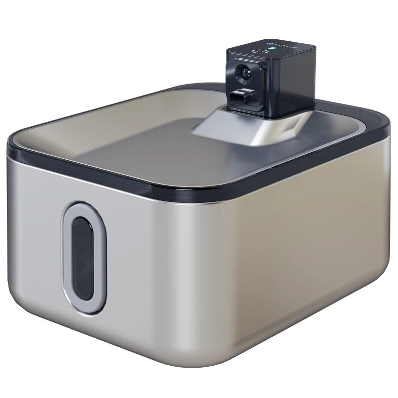 PawHut Fonte de Água Automática para Gatos 5 L em Aço Inoxidável Silenciosa Filtro Triplo USB Prata