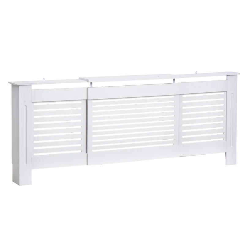 HOMCOM Cobertura para Radiador Extensível Ripado em Mdf 139-208,5x20,5x82,5 cm Branco