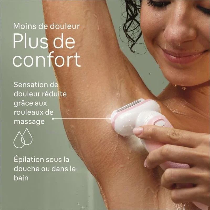 Épilateur électrique - BRAUN - Silk-épil 9 - Épilation facile - Peau douce longue durée - 9-030 - Blanc / Rose