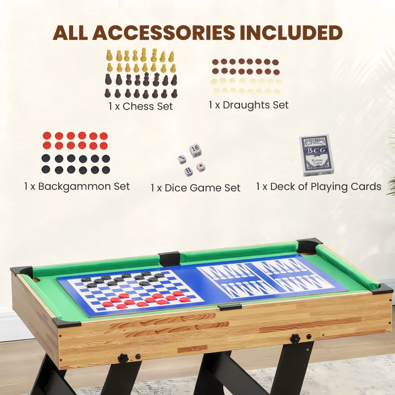 SPORTNOW 13-in-1 Folding Game Table — Foosball, Ping Pong, Billiards (Walnut)