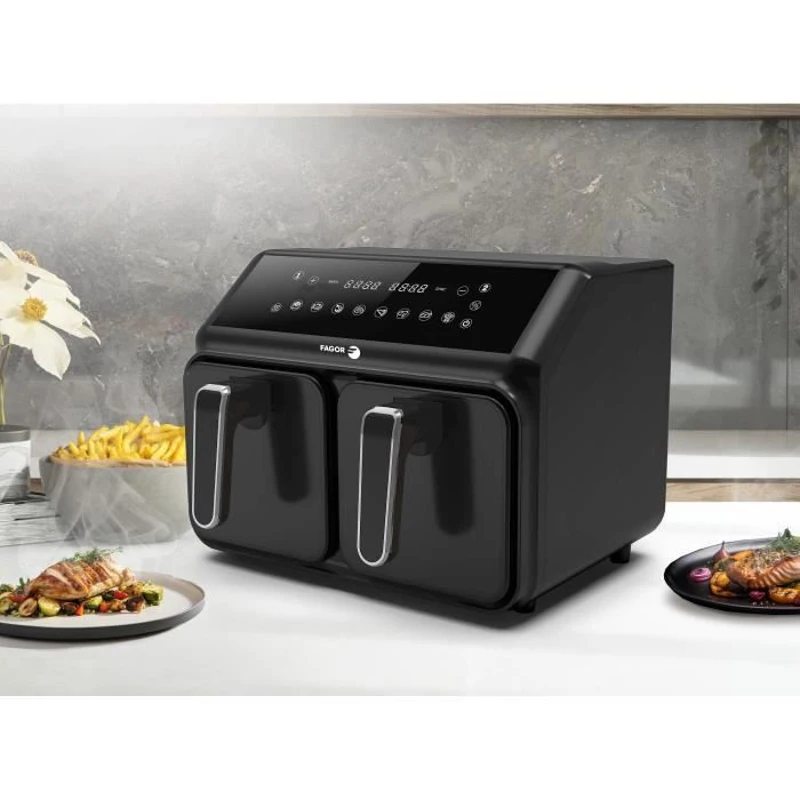 Friteuse sans huile FAGOR - Airfryer FG2X4L - Capacité 8L - Double cuves 4L - 8 programmes de cuisson - 2200W