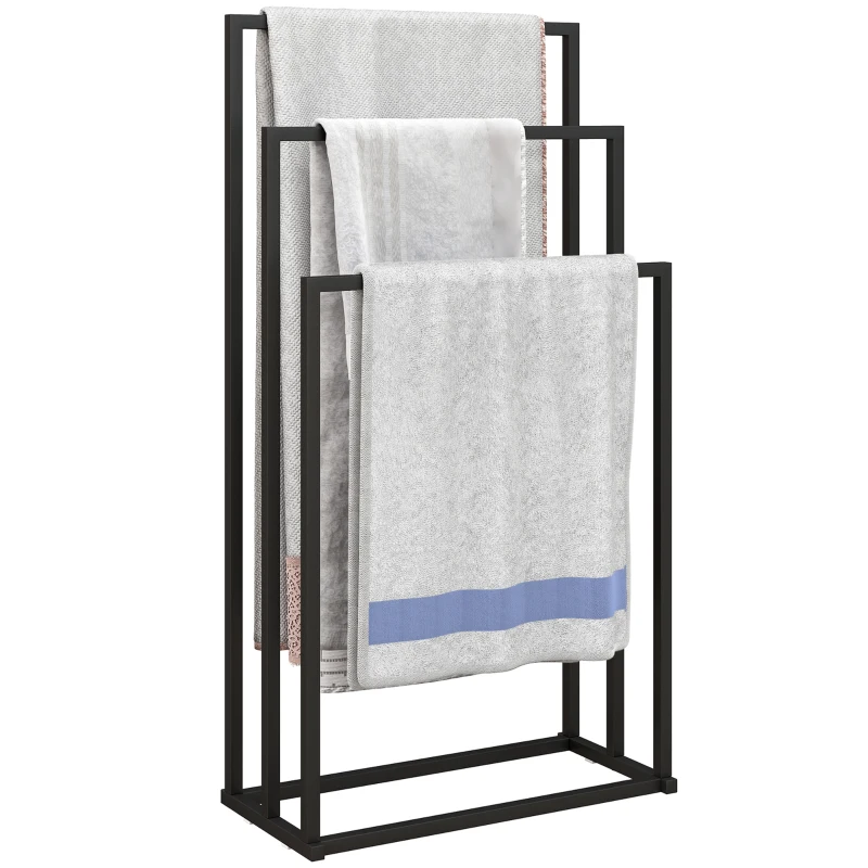 HOMCOM Suport pentru Prosoape de Podea cu 3 Brate Autoportant din Oțel, 45x21.5x85 cm