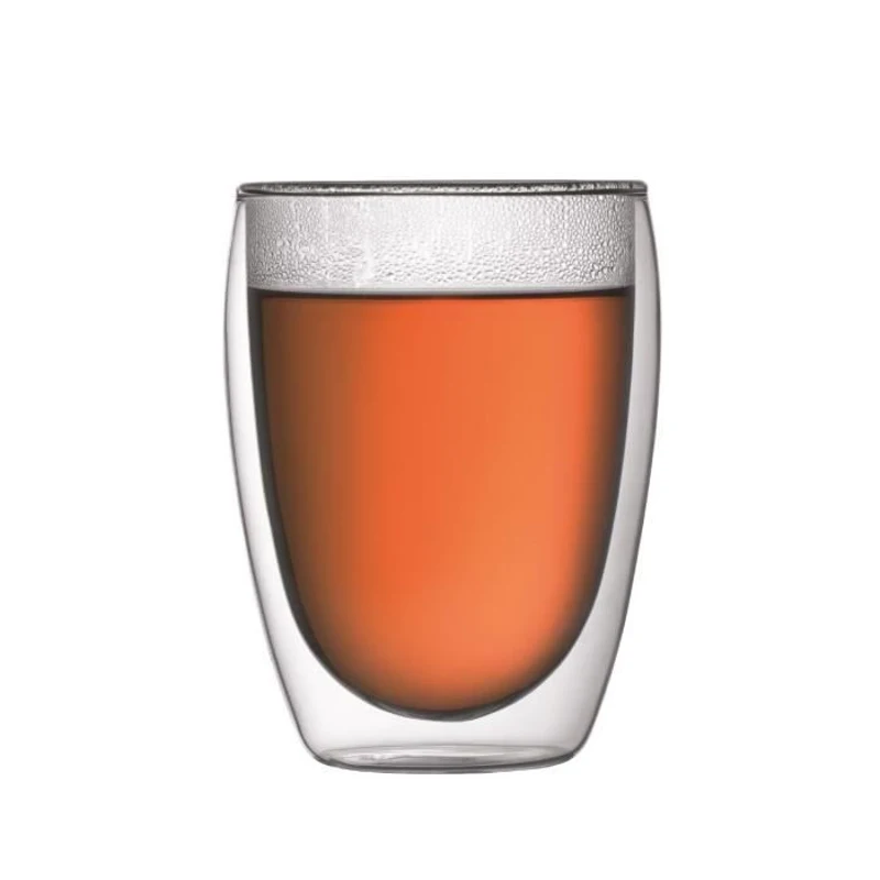 BODUM CHAMBORD Set cafetiere a piston - 8 tasses -  1L - Gris - Avec 2 verres double paroi Pavina 0,35l