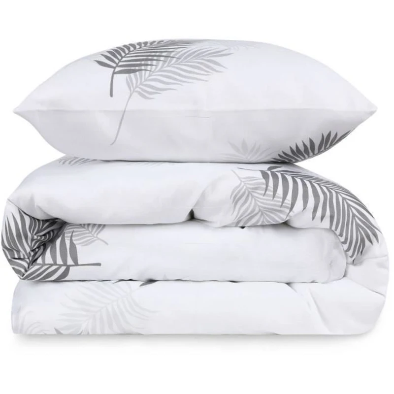 Parure de lit - 1 housse de couette 220 x 240 cm + 2 taies d'oreiller 60 x 60 cm - 65% coton, 35% polyester - Gris