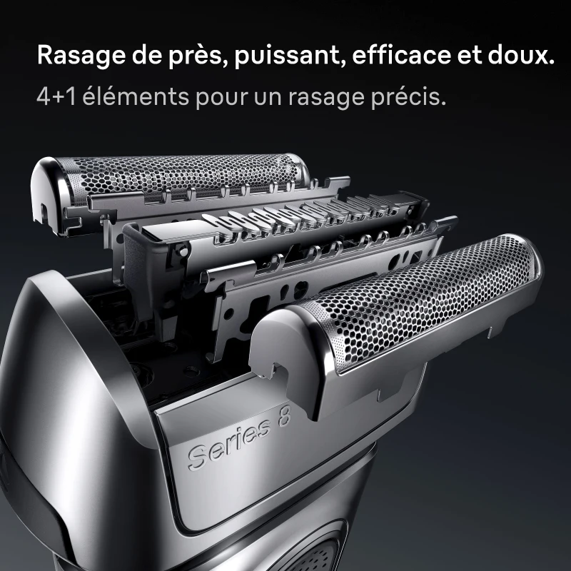 Rasoir électrique BRAUN Series 8 - Noir - Autonomie 60 minutes - Charge rapide 5 minutes